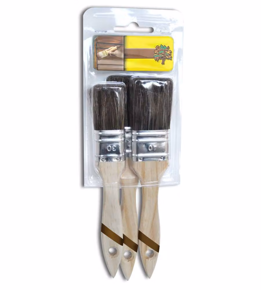 Set di 3 pennelli piatti Nespoli per verniciatura legno con manico in plastica beige, L/P/H: 28 x 14 x 2 cm