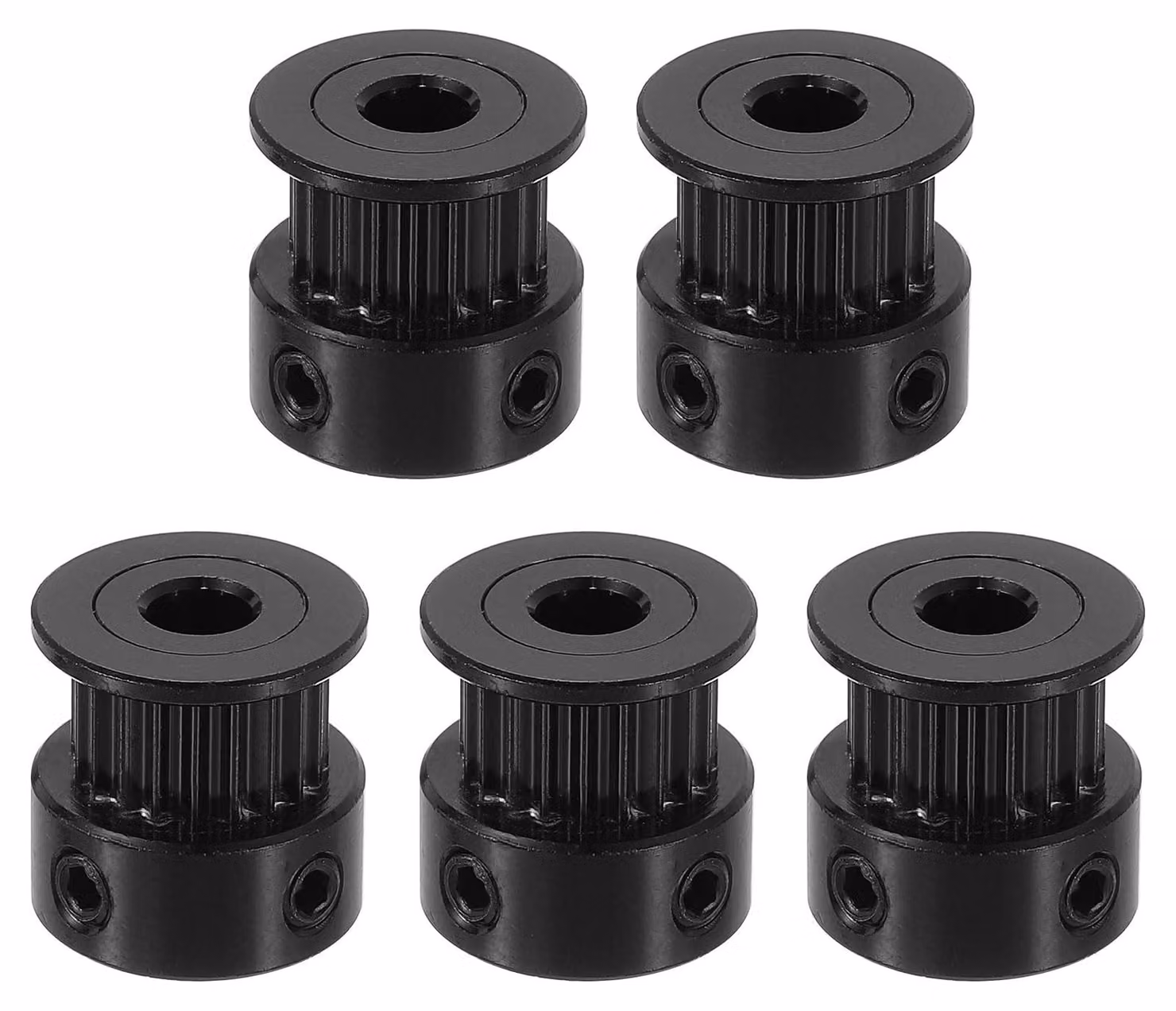 5 pulegge in alluminio per cinghie di distribuzione, con 20 denti e foro di 5 mm (colore nero)