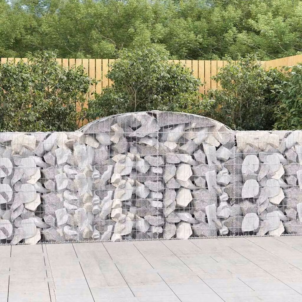 Set di 8 cesti gabbioni ad arco vidaXL in acciaio zincato grigio, L: 300 cm, P: 30 cm, H: 100/120 cm