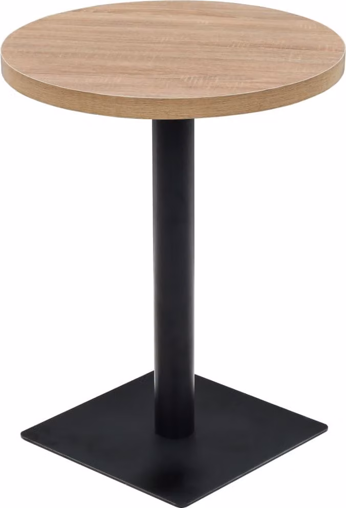 Tavolo Bistrot in MDF e Acciaio Rotondo 60x75 cm Colore Rovere
