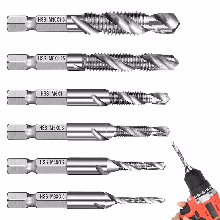 Set di 6 utensili per foratura e taglio di fili - da M3 a M10