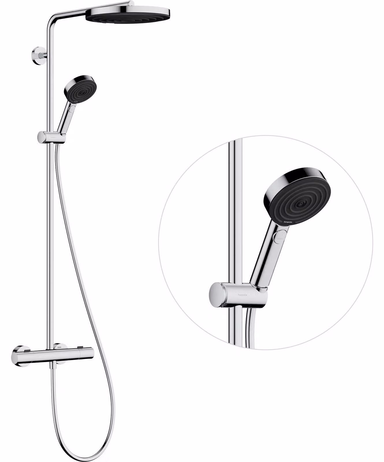 hansgrohe Pulsify S PURO Système de douche 260, 1jet, Ecostat Fine, douchette à main 3jet, 24236000, 24236000