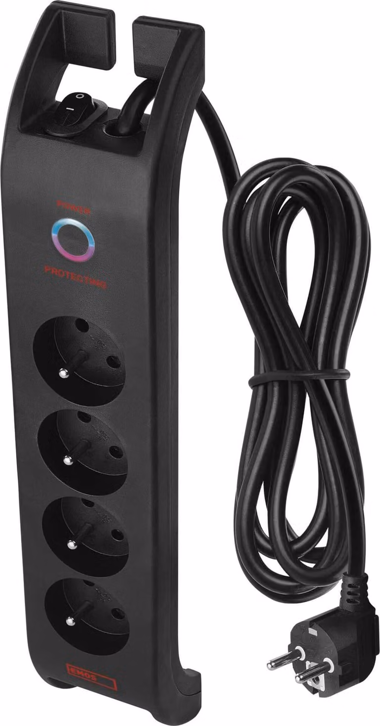 EMOS Limitatore di sovratensione 1800J - 4 prese, 2m, nero, P54022