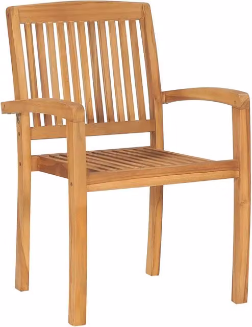 Sedie da Giardino Impilabili 4 pz in Legno Massello di Teak 3073207
