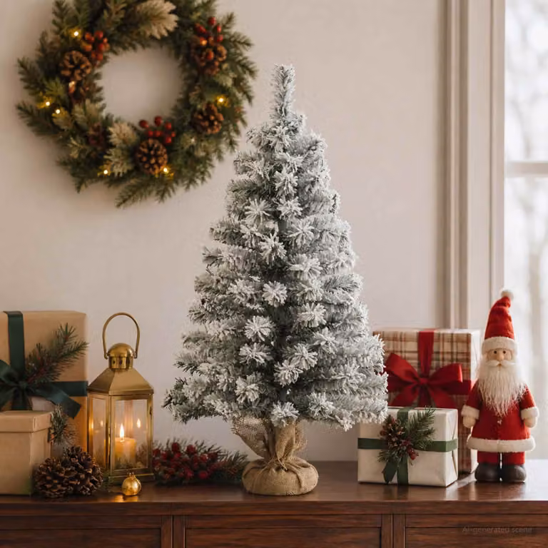 vidaXL Albero di Natale Mini 45 cm PVC Verde e Bianco