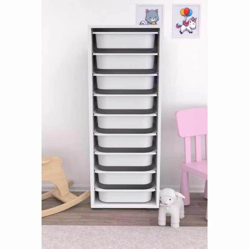 Mobile multiuso Zola Effezeta Italia con 9 ceste in plastica e MDF, colore bianco – 2
