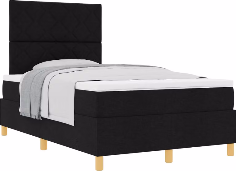Letto a molle con materasso Nero 120 x 200 cm Tessuto