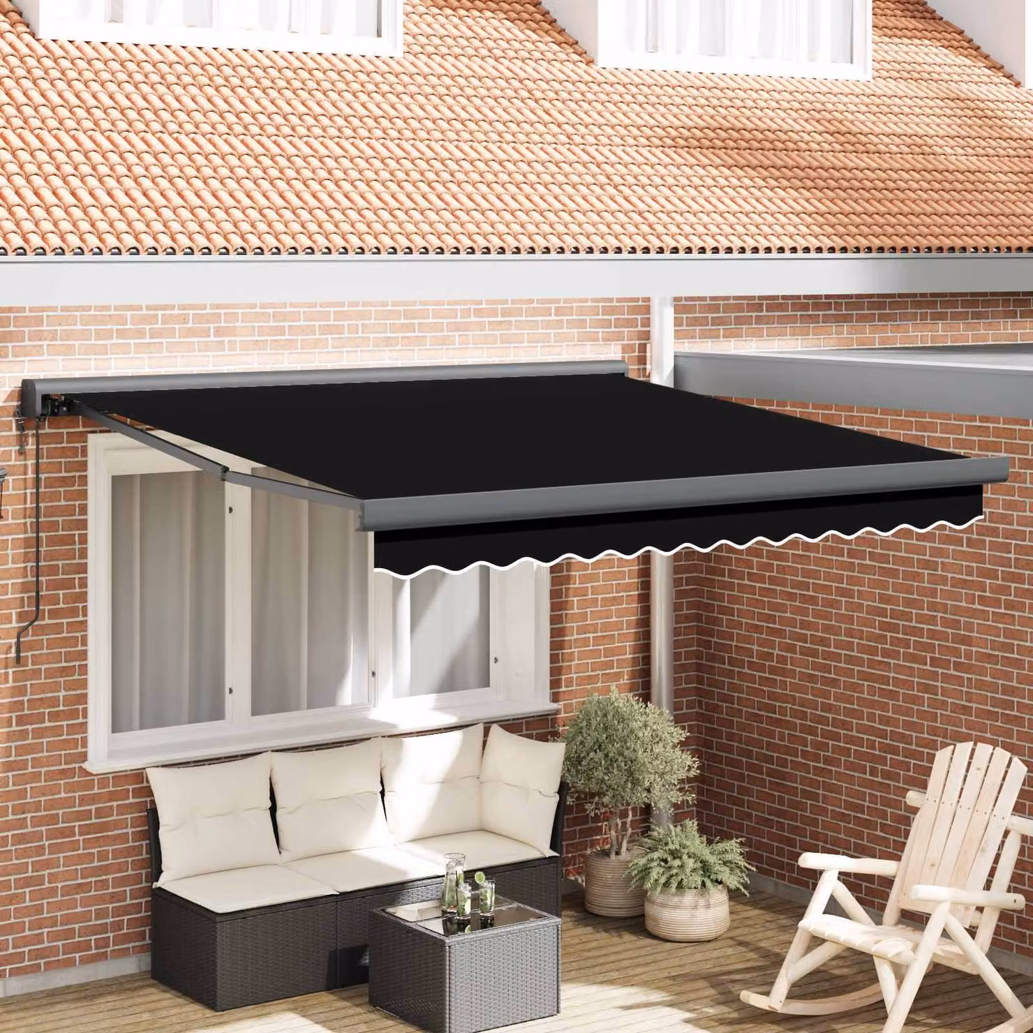 Tenda retrattile vidaXL in metallo e poliestere, colore nero, L 300 x P 250 x H 165 cm