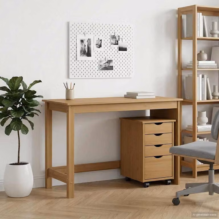 Maison Exclusive - Set di due scrivanie con cassetti, color miele, in legno di pino massello