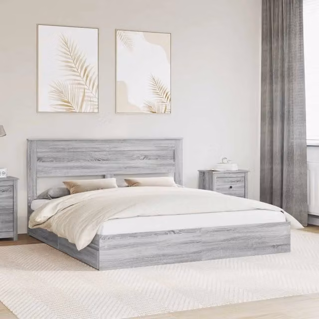 Letto con Contenitore con cassetto Grigio Sonoma 180 x 200 cm 3409897