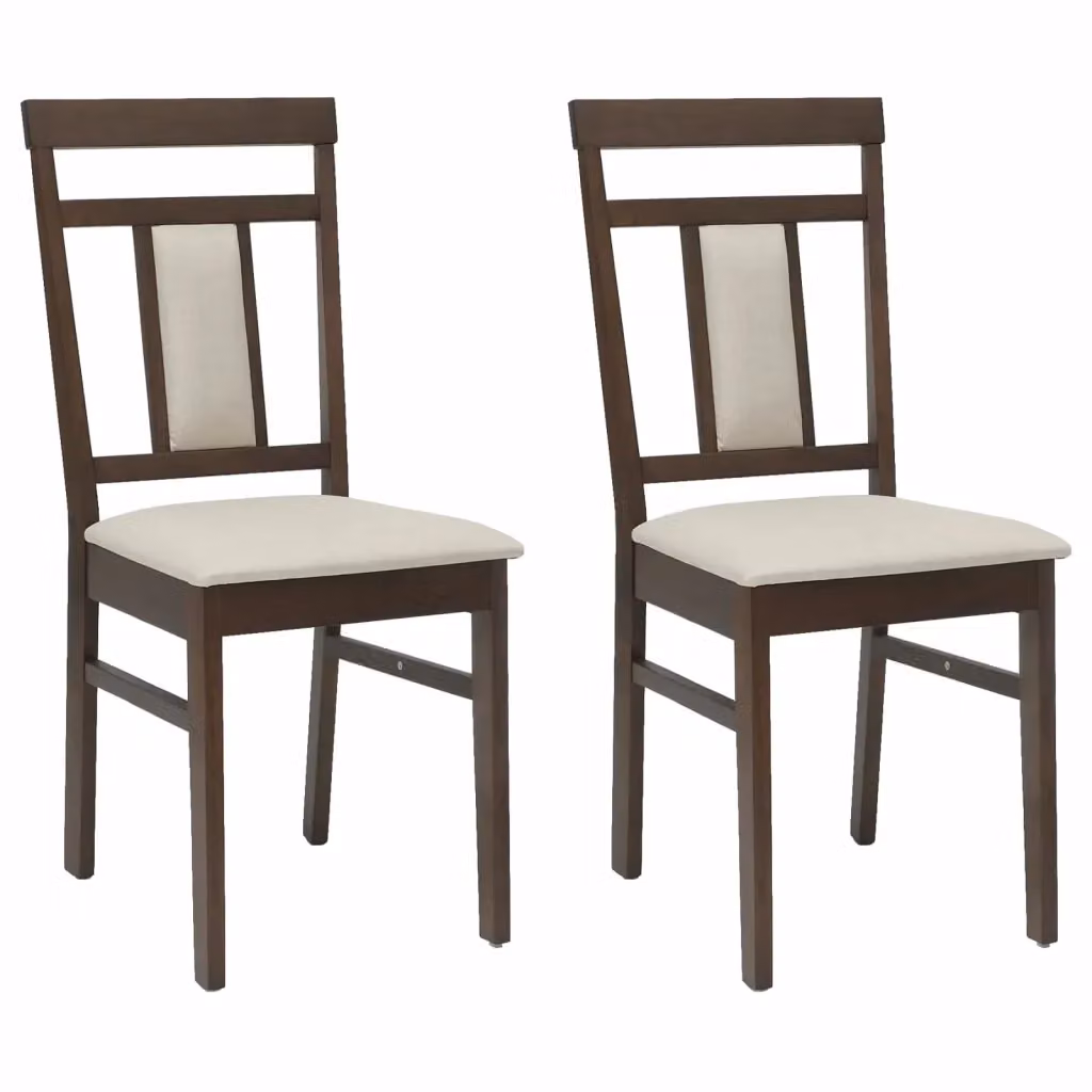 Set di 2 sedie da pranzo vidaXL in legno di gomma marrone con finitura laccata L/P/H: 36 x 44,5 x 91,5 cm – 2