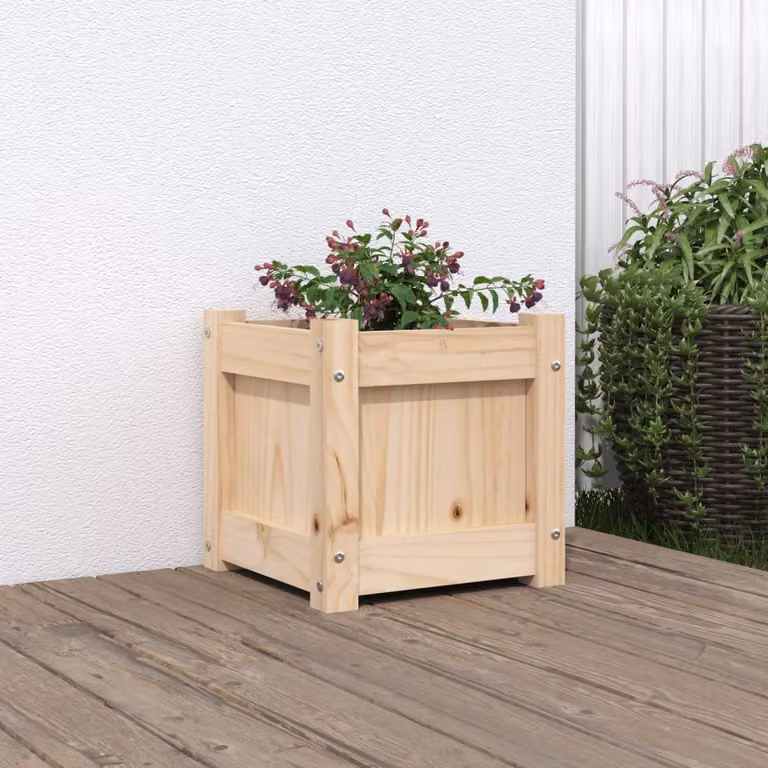 Fioriera da giardino vidaXL in legno di pino marrone e beige L/P/H: 31 x 31 x 31 cm