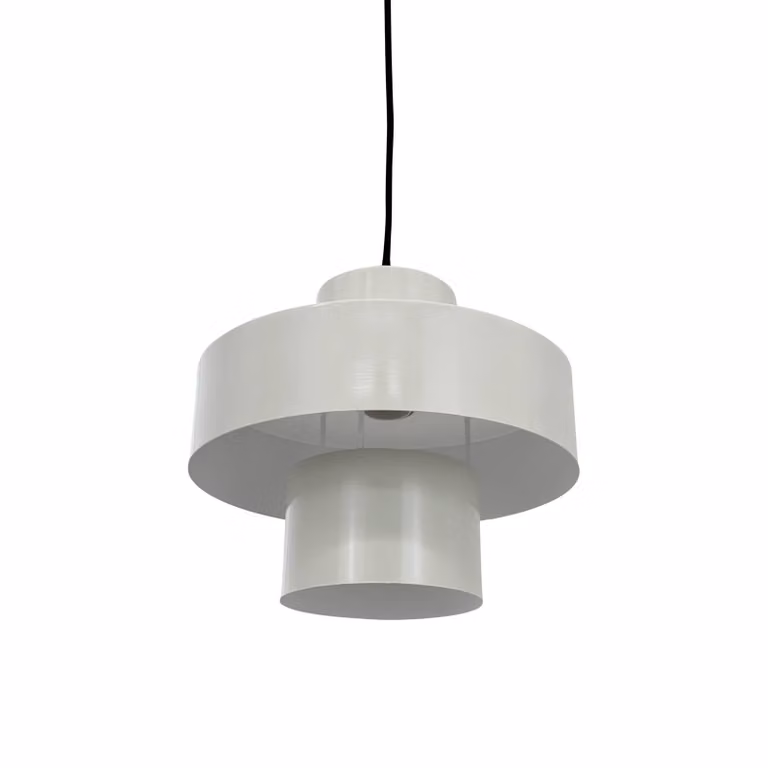 Dyberg Larsen Lampada a sospensione Stoke, dimmerabile, Bianco / Opale, Soggiorno / Sala da pranzo, Metallo, Design, Lampada a sospensione