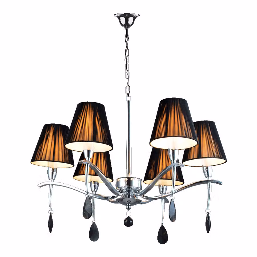 Lampada a sospensione OXFORD 6xE14/40W, argento/nero, Ø: 65 H: 120 cm, attacco E14, dimmerabile