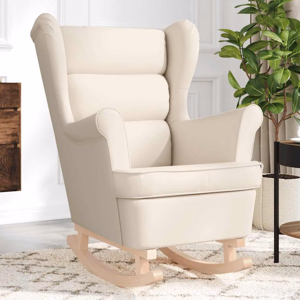 Maison Exclusive - Poltrona a dondolo, colore crema, dimensioni 74x90x102 cm, rivestimento in tessuto
