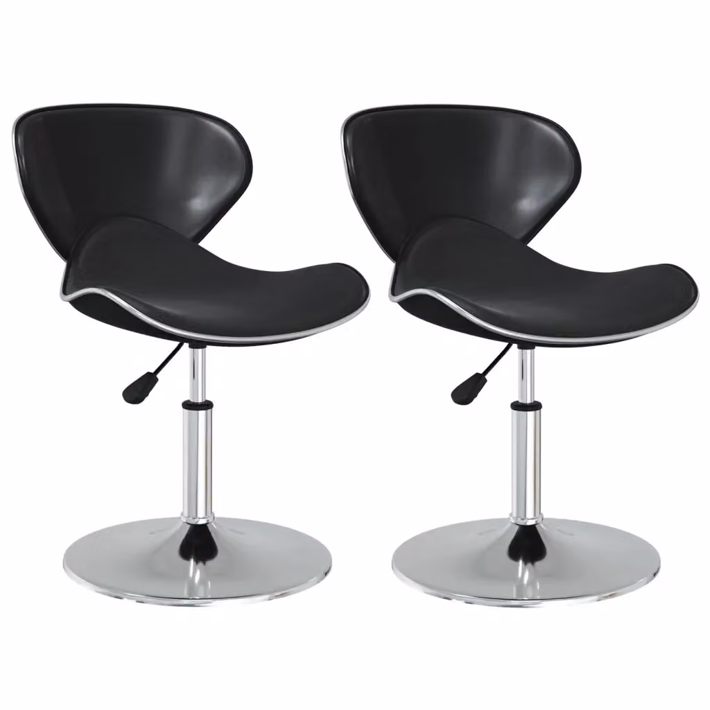 Set di 2 sedie da pranzo moderne vidaXL in similpelle nera con base girevole a 360 gradi – 2