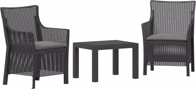 Set di relax con cuscino 3 pz | Set Salotto da Giardino Antracite PP