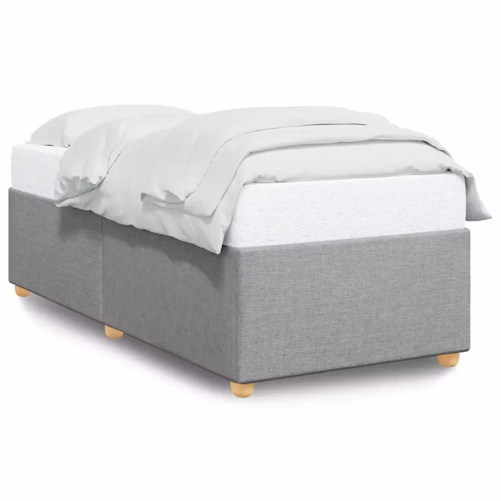 vidaXL Giroletto senza Materasso Grigio Chiaro L 90 cm x P 190 cm in Tessuto e Legno – 2