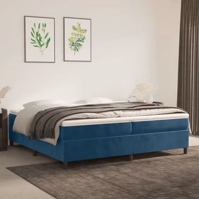 Struttura Letto Imbottita in Velluto Blu MERCATOXL L/P: 200 x 200 cm