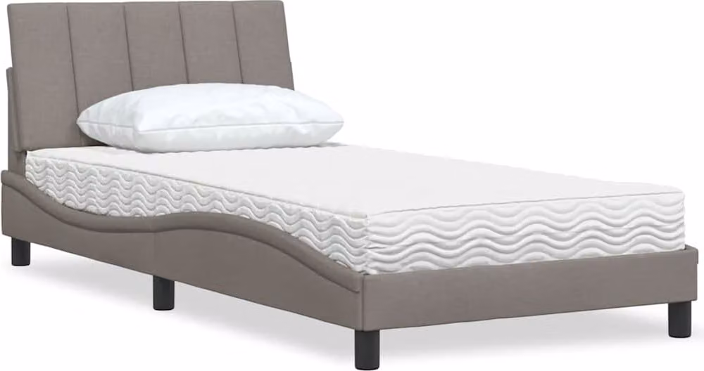 Letto con Materasso Hanko Tortora 100x200 cm in Tessuto