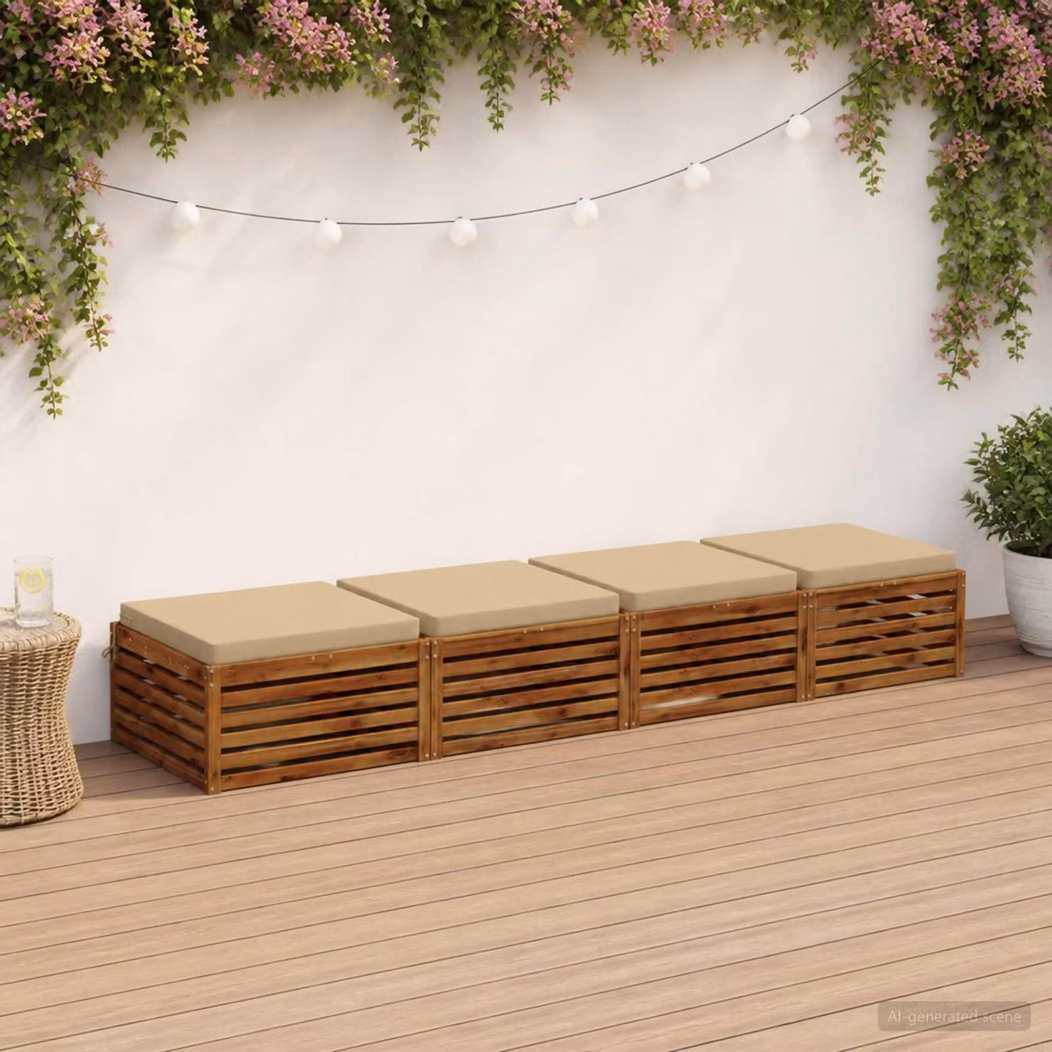 Set di 4 cuscini per sedia vidaXL SOEST in poliestere beige con rivestimento lavabile e resistente ai raggi UV