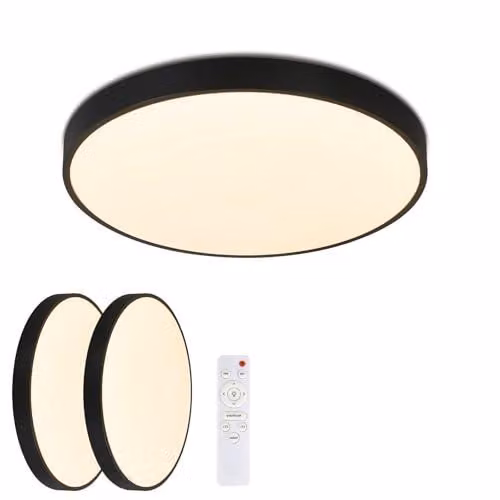 ZMH 2ER LED plafoniera rotonda dimmerabile con telecomando 30W nero IP44 lampada da cucina piatta per camera da letto