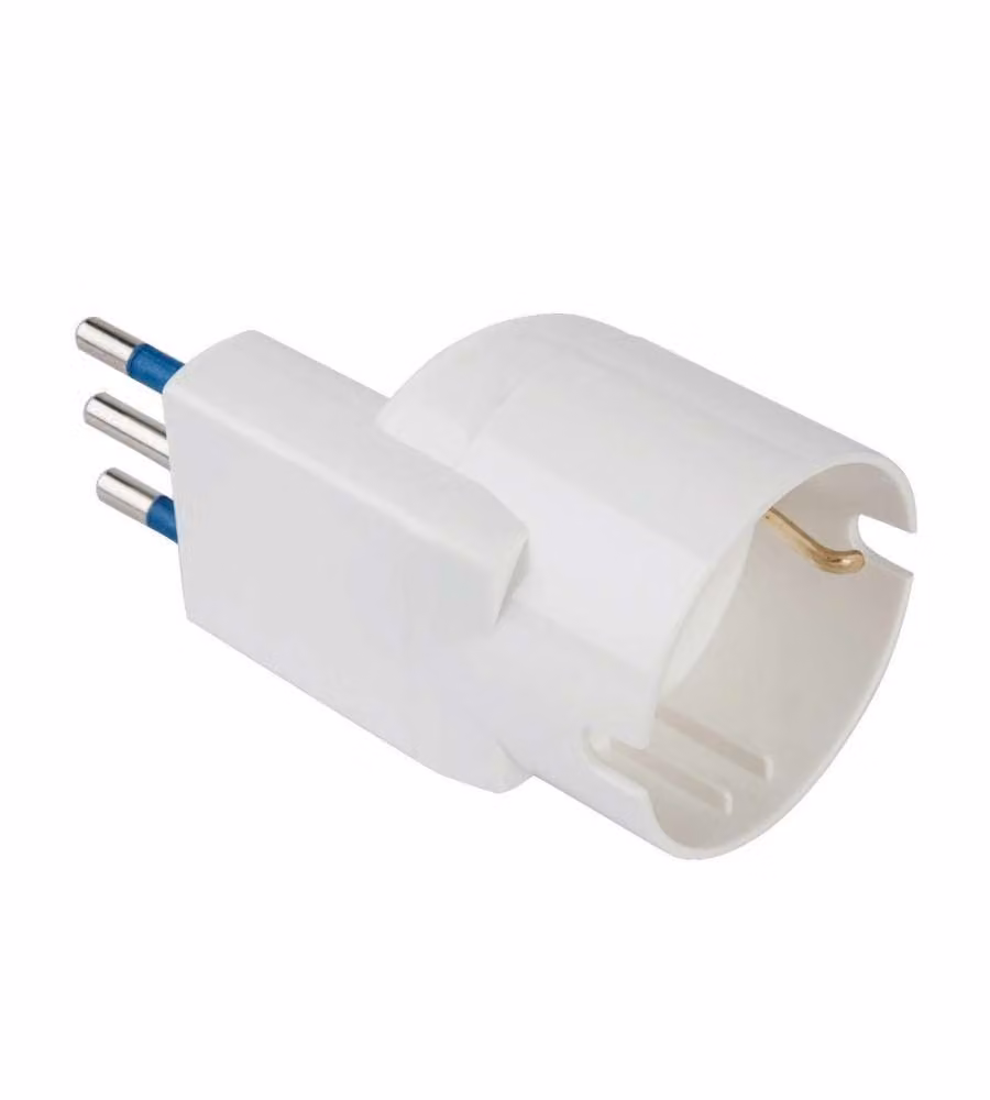 Adattatore Salvaspazio con spina 10A 2P+T e presa 10-16A 2P+T bianco