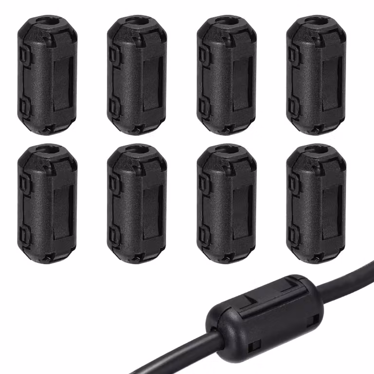 Confezione da 8 anelli ferromagnetici, 5 mm, filtro EMI/RFI, apribili, colore nero