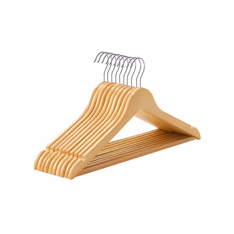 Set di 10 Grucce in Legno, Naturale / Set di 10