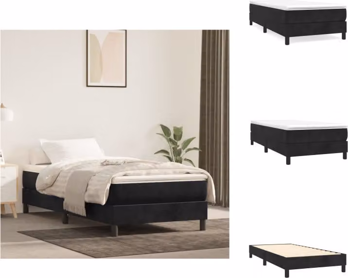 vidaXL Letto Boxspring nero 100x200 cm in velluto - Letti e strutture letto
