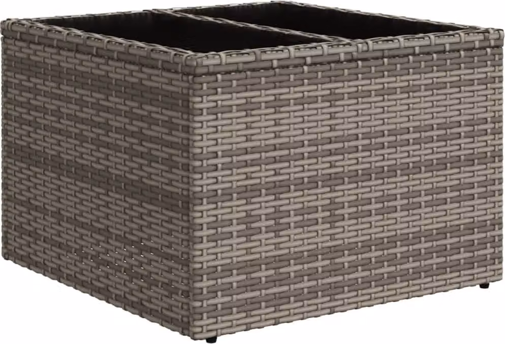Tavolo da Giardino Piano in Vetro Grigio 55x55x37 cm Polyrattan