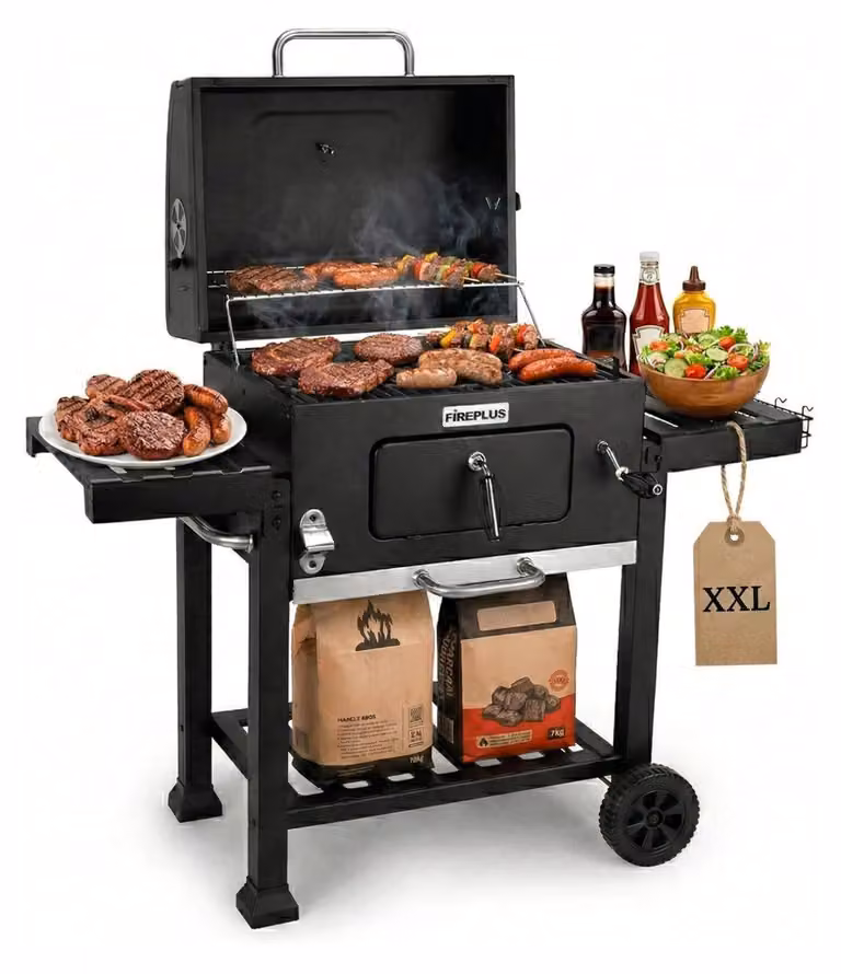 Amig - Griglia a carbone XXL - Barbecue portatile Fireplus - Griglia con ruote e