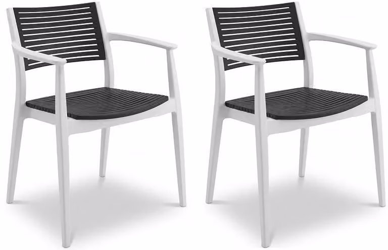 Sedie in plastica, 2 pezzi, design moderno, seduta e schienale traforati, disponibile in diverse colorazioni