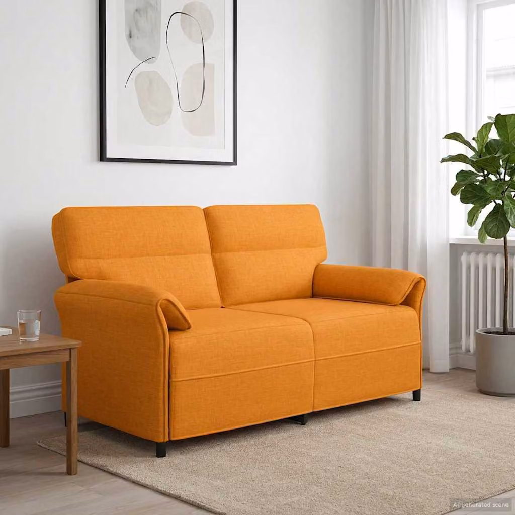 Divano moderno vidaXL imbottito in tessuto con struttura in metallo, colori giallo e arancione