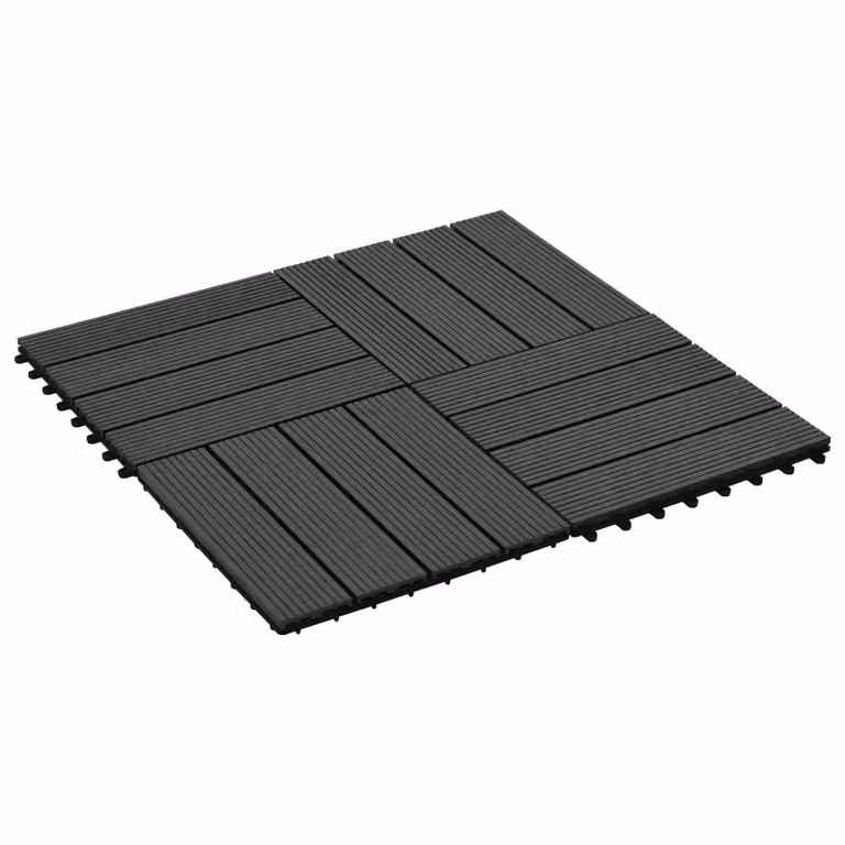 Set di 22 piastrelle per decking vidaXL in WPC colore nero, L/P: 30 x 30 cm