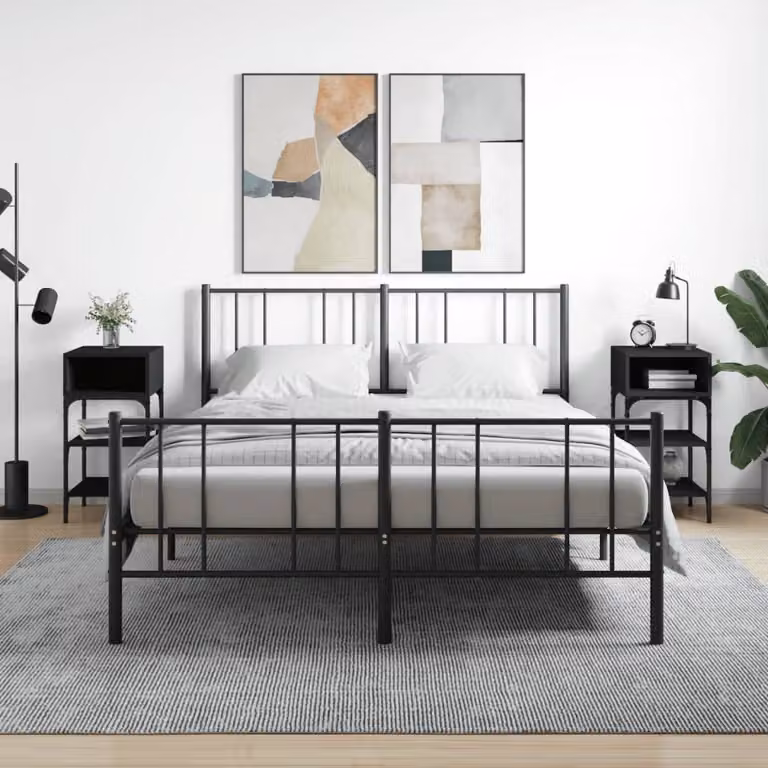Set di 2 comodini moderni vidaXL neri in legno e metallo per camera da letto L/P/H: 35 x 34,5 x 70 cm