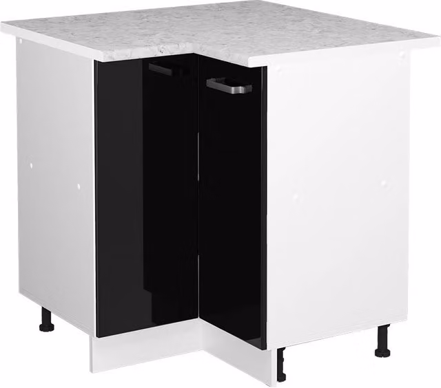 Armadio universale ad angolo R-Line Nero lucido 75.6 cm con anta, con piano di lavoro Vicco