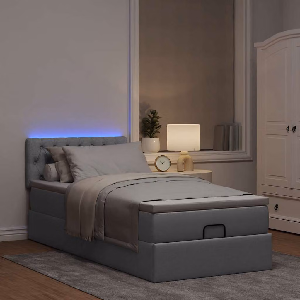 Maison Exclusive - Pouf Letto con Materasso e LED Grigio Chiaro 90x200 cm Tessuto