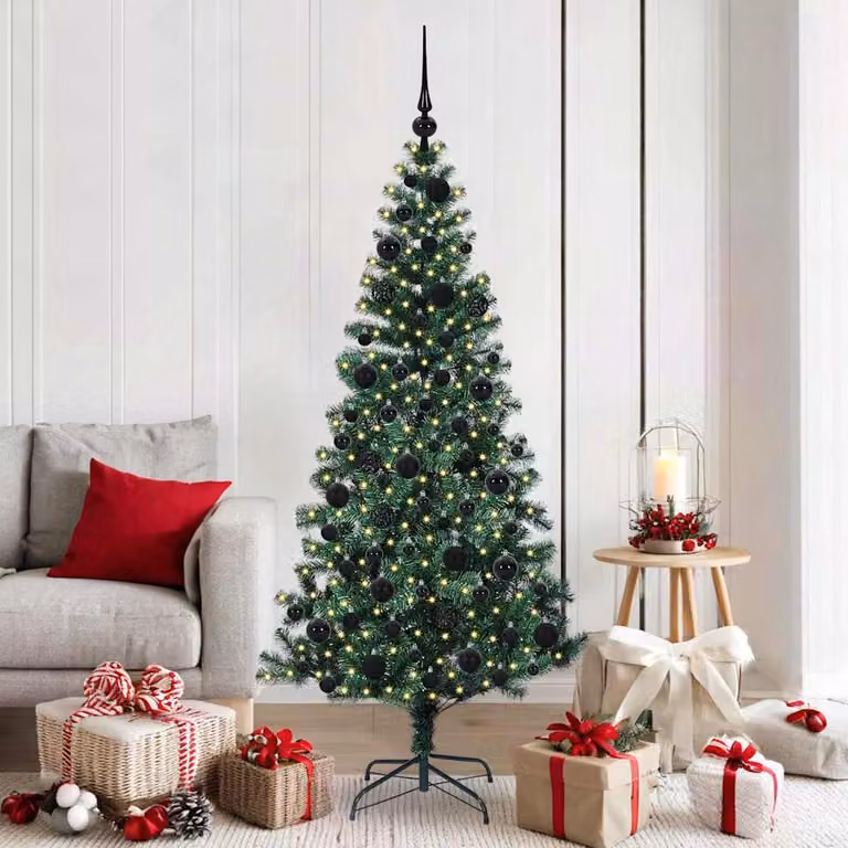 Albero di Natale artificiale moderno vidaXL con luci LED bianco caldo, Verde, Altezza: 180 cm