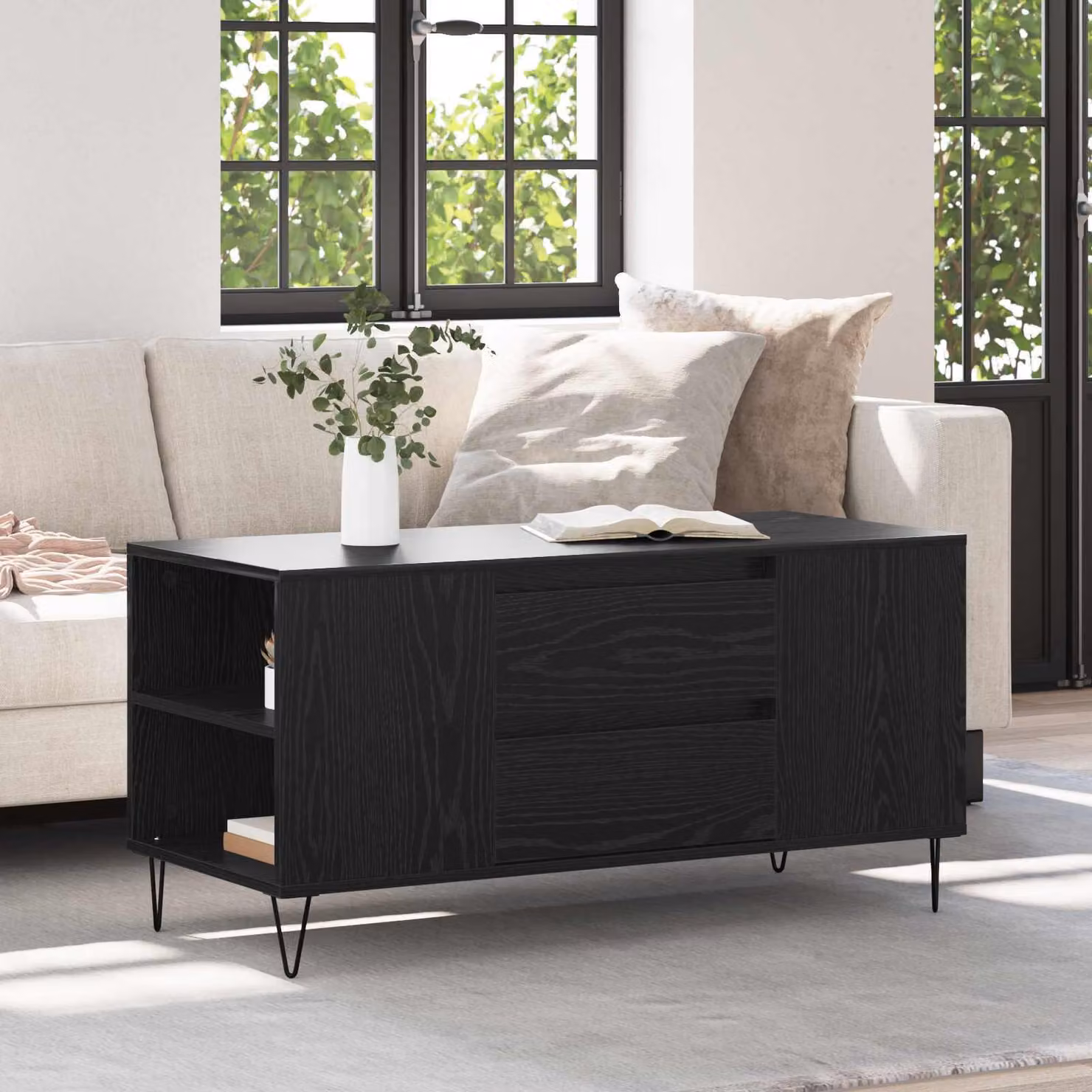 Maison Exclusive - Tavolino da salotto effetto rovere nero 102 x 44,5 x 50 cm
