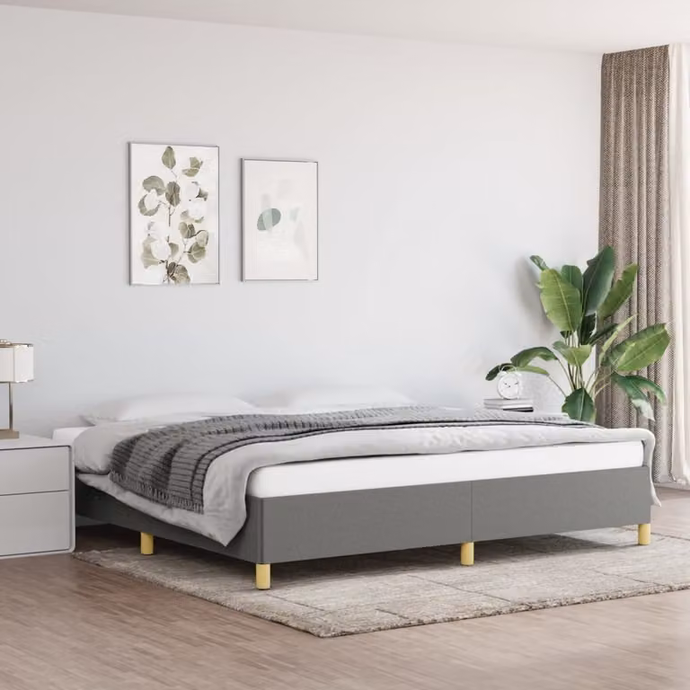 The Living Store Struttura letto in tessuto grigio scuro 200x200 cm