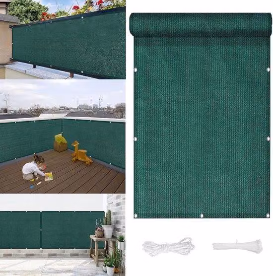 Paravento da balcone - Copertura per balcone verde scuro - Protezione UV 98% - 40x500 cm