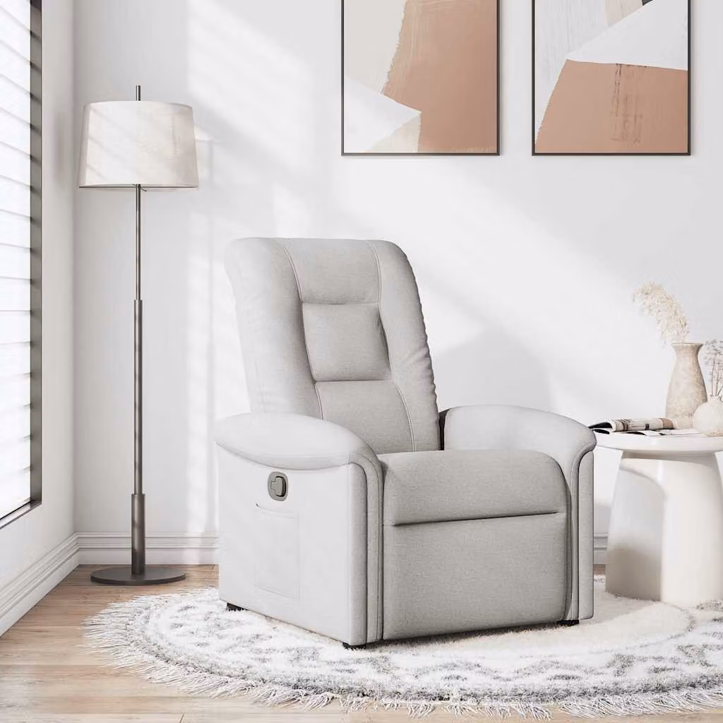 vidaXL Poltrona Reclinabile Relax in Tessuto Grigio con Braccioli e Regolazione Manuale