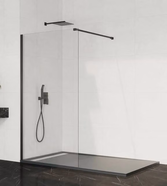 Parete doccia fissa Screen 8 mm 80 cm (76,5-78,0 cm) nero, vetro trasparente