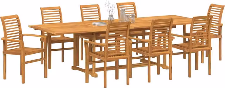 Set da Pranzo per Giardino 9 pcs Marrone Legno di teak solido
