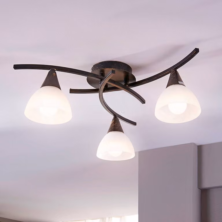 Plafoniera soffitto Della Lindby, dimmerabile, Nero, Soggiorno / Sala da pranzo, Vetro, Campagna / Rustiche, Plafoniera