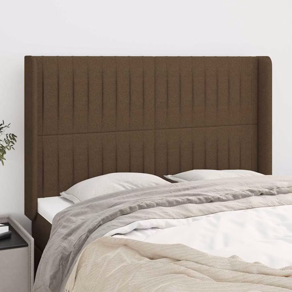 Testiera ad orecchio vidaXL in tessuto marrone scuro L: 147 cm, P: 16 cm, H: 118/128 cm