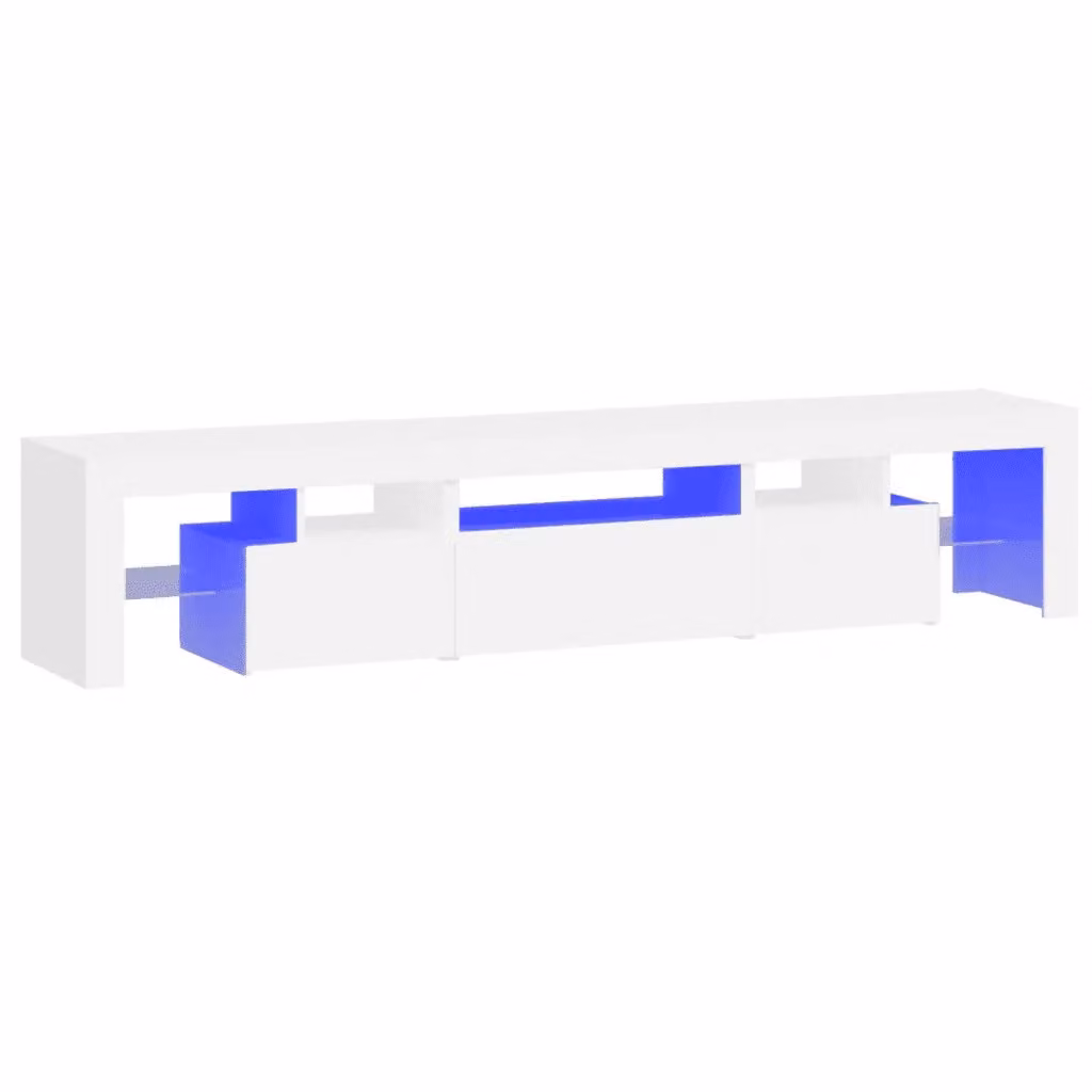 Mobile Porta TV Moderno vidaXL Bianco con Luci LED Integrate L: 200 cm, P: 36,5 cm, H: 40 cm – 2