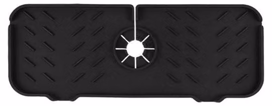 Lavabo in silicone con vano portaoggetti, dispositivo di asciugatura e meccanismo di scarico a rotazione, , nero