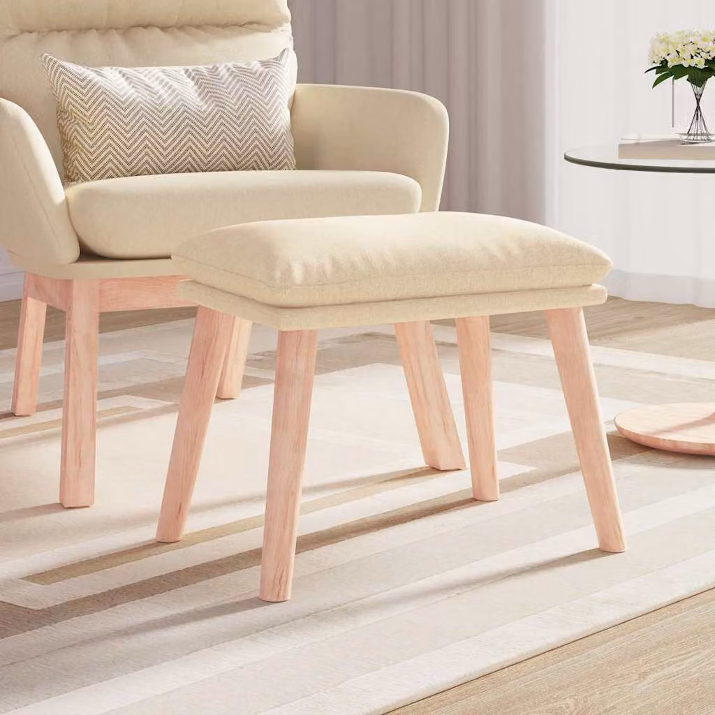 Poggiapiedi vidaXL in tessuto beige L 45 x P 29,5 x H 35 cm